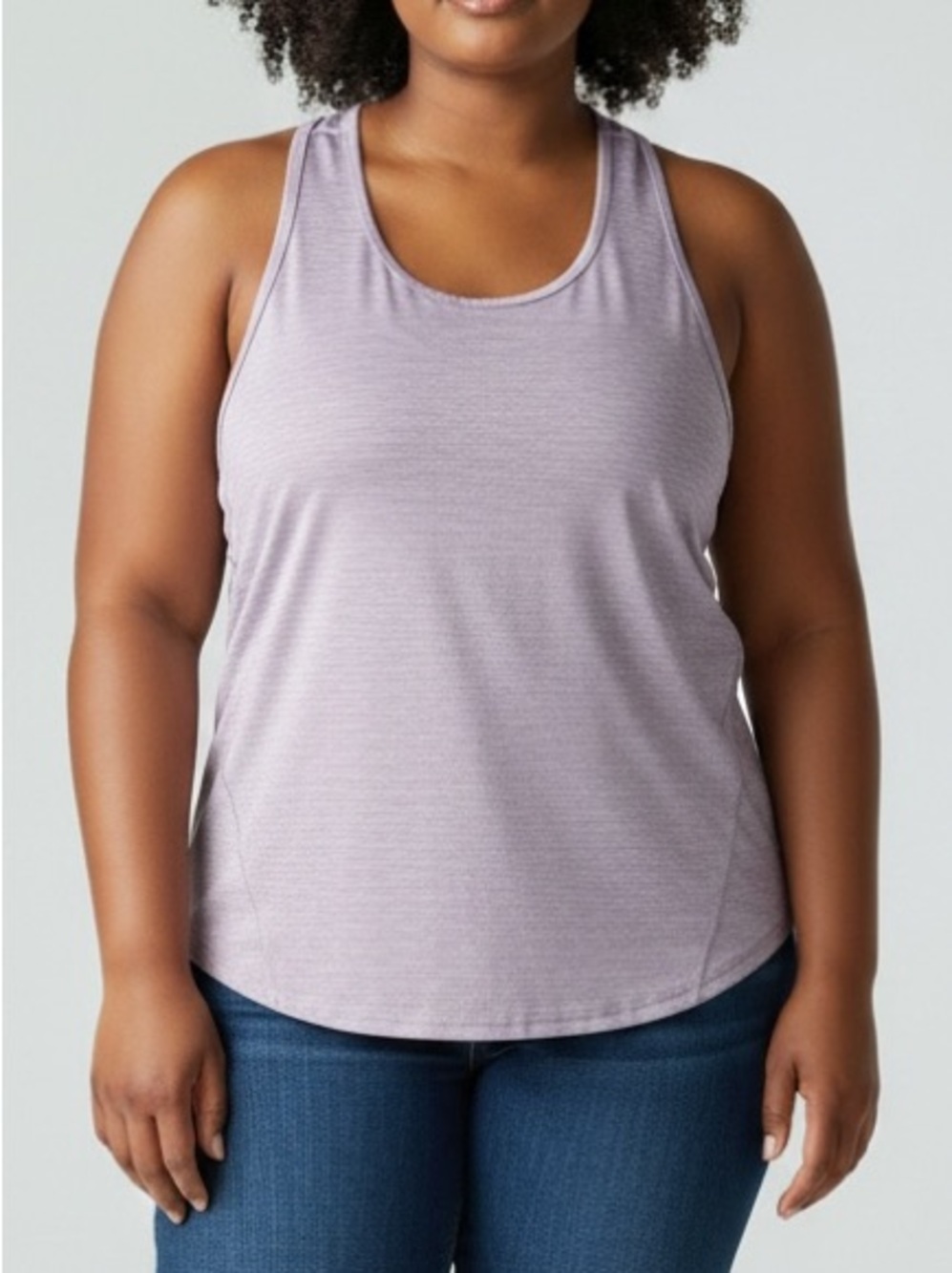 Game Time Size 1X Lavender Heather Racerback Tank Top